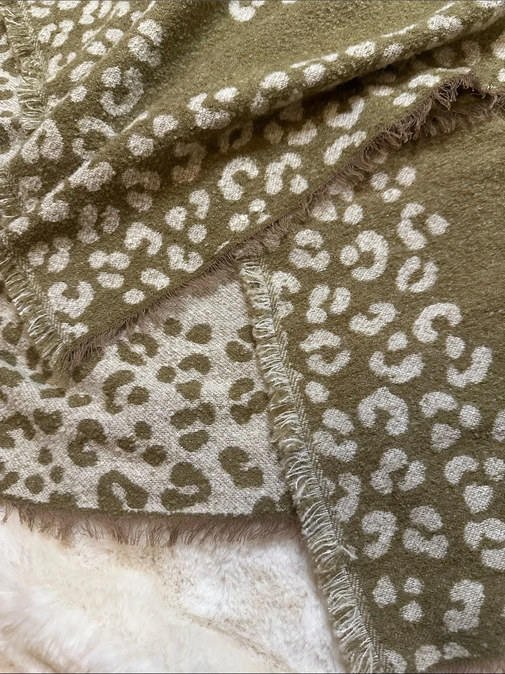 Madewell Olive brown and Cream Leopard Wrap Scarf